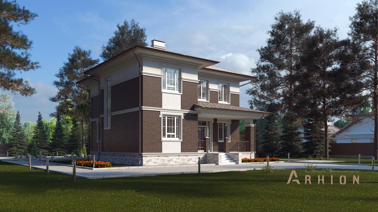 2. Проект двухэтажного дома в современном стиле с плоской кровлей , cp-24-00, площадью - 265 кв c цокольным этажом