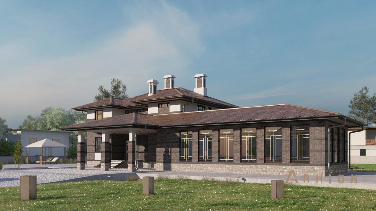 2. Проект двухэтажного дома в современном стиле с плоской кровлей , cp-24-18, площадью - 498 кв c цокольным этажом, терассой, бассейном