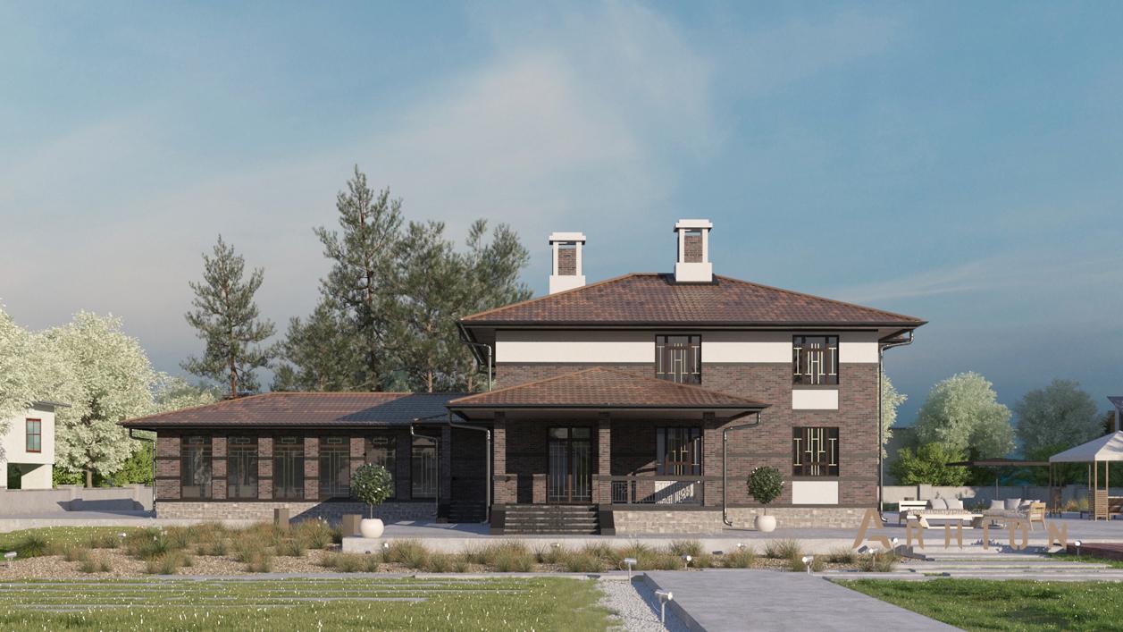 4. Проект двухэтажного дома в современном стиле с плоской кровлей , cp-24-18, площадью - 498 кв c цокольным этажом, терассой, бассейном