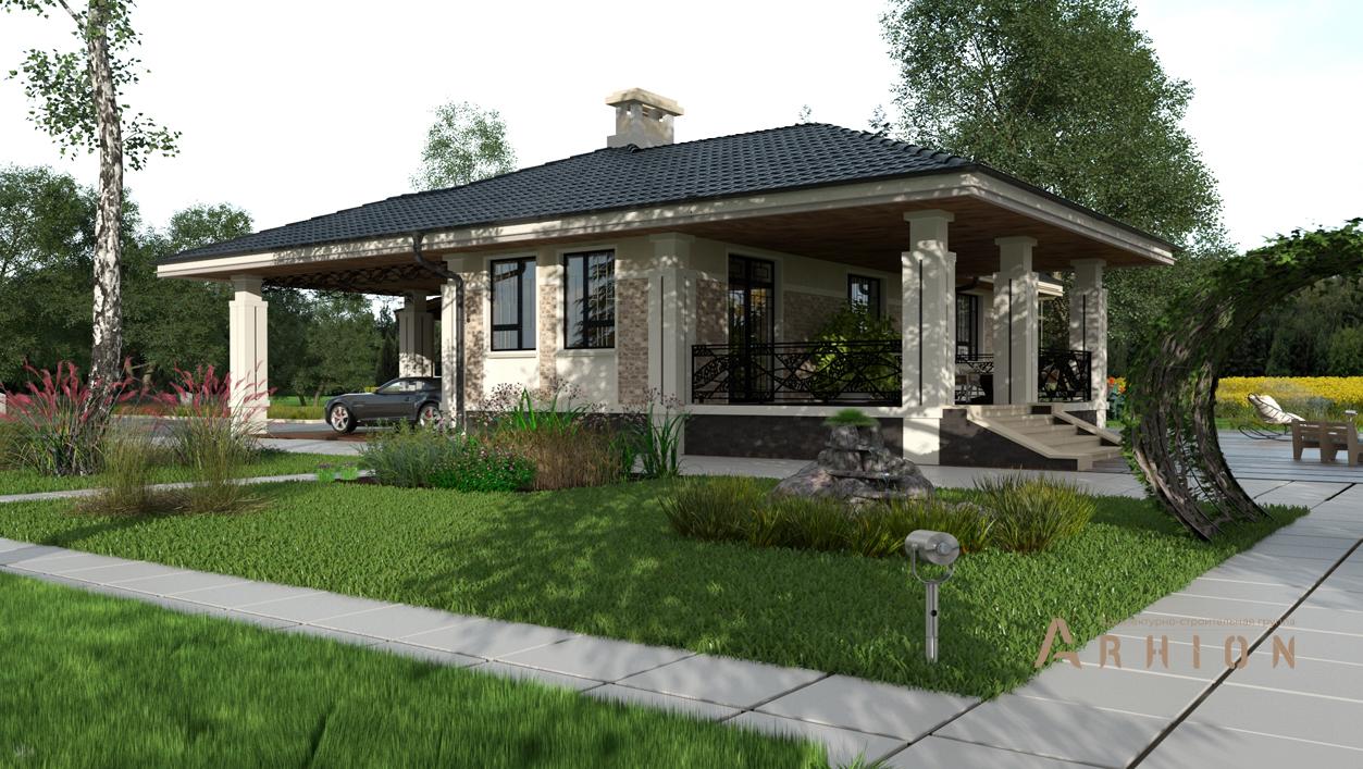 3. Проект одноэтажного дома в современном стиле с плоской кровлей , cp-24-31, площадью - 229 кв c цокольным этажом, сауной, терассой, гаражом