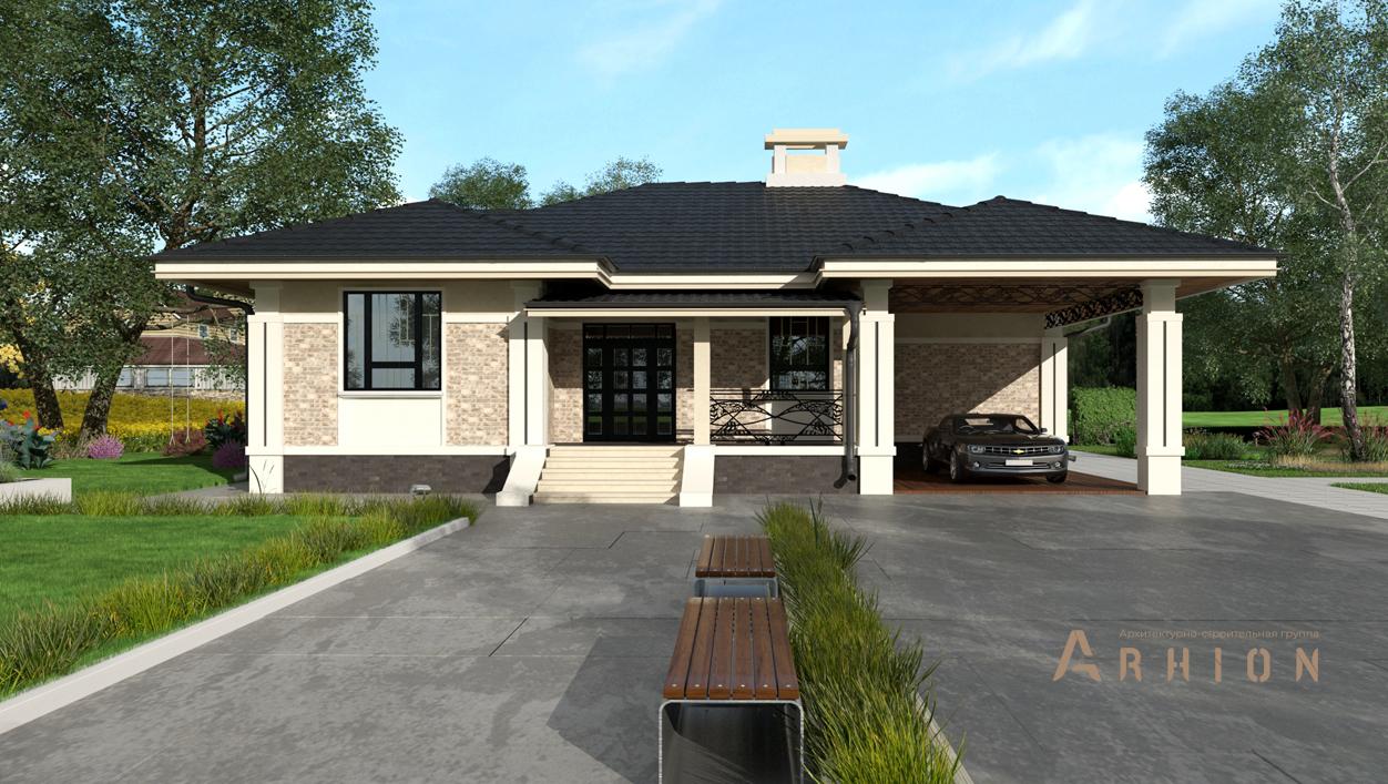 1. Проект одноэтажного дома в современном стиле с плоской кровлей , cp-24-31, площадью - 229 кв c цокольным этажом, сауной, терассой, гаражом