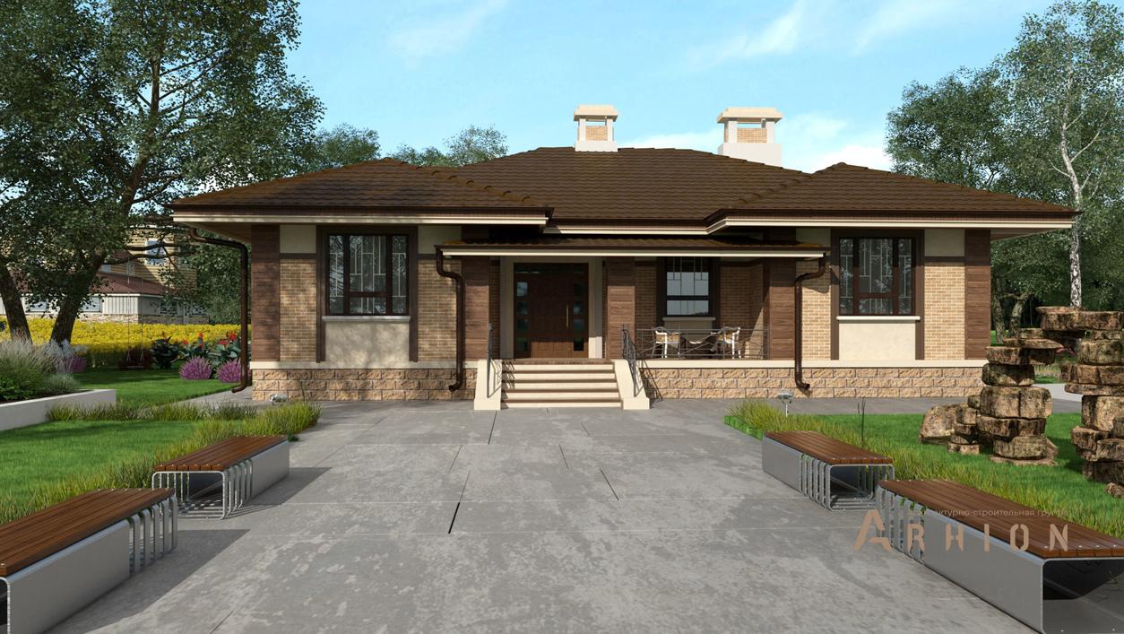 1. Проект одноэтажного дома в современном стиле с плоской кровлей , cp-24-33, площадью - 275 кв c цокольным этажом, сауной, терассой