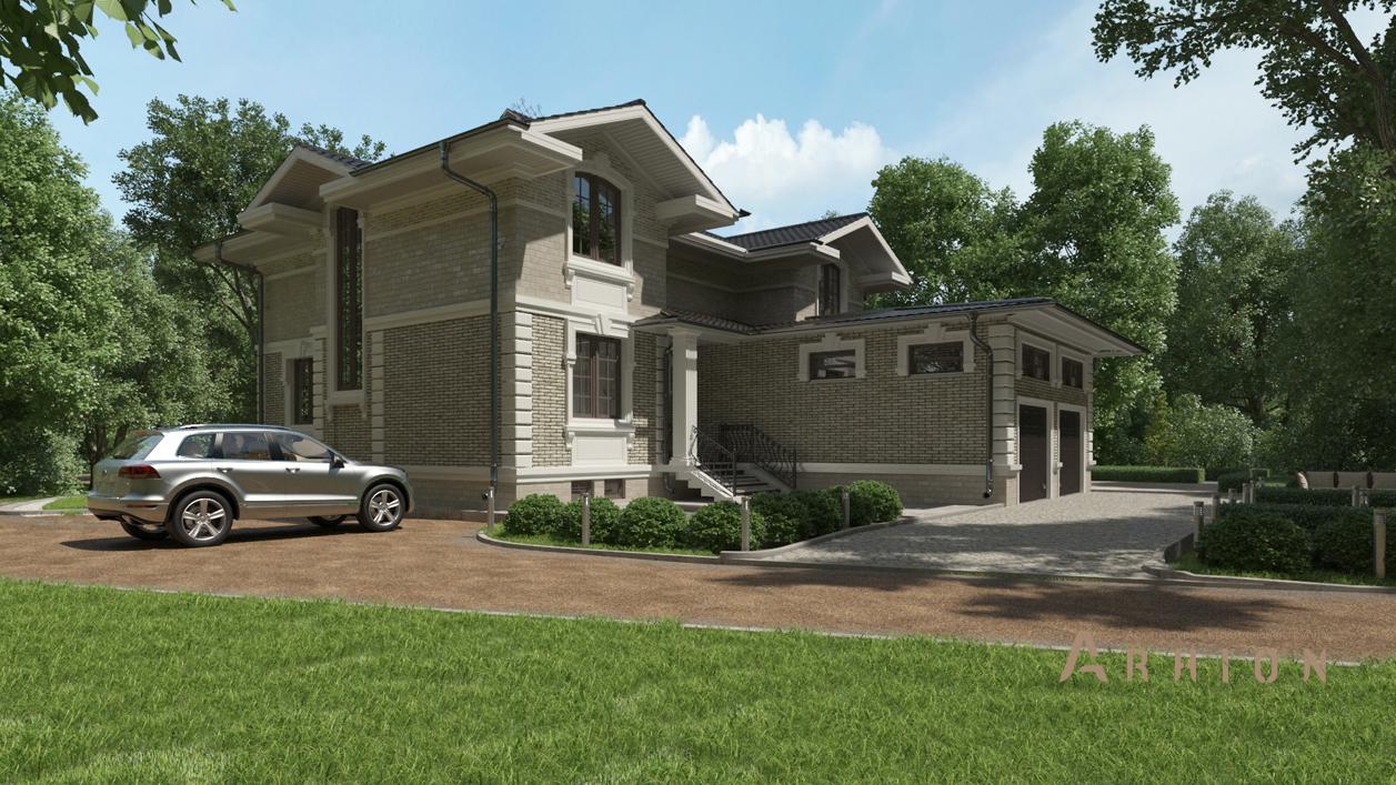 1. Проект двухэтажного дома в современном стиле с плоской кровлей , cp-24-63, площадью - 509 кв c цокольным этажом, терассой, гаражом, бассейном