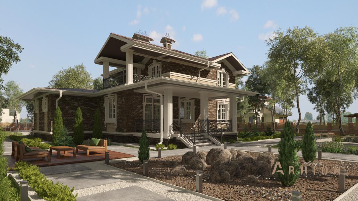 2. Проект двухэтажного дома в современном стиле с плоской кровлей , cp-24-78, площадью - 350 кв c цокольным этажом, гаражом