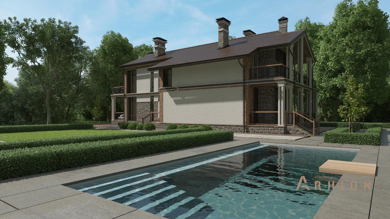 3. Проект одноэтажного дома в современном стиле с плоской кровлей , cp-25-36, площадью - 360 кв c мансардой, гаражом