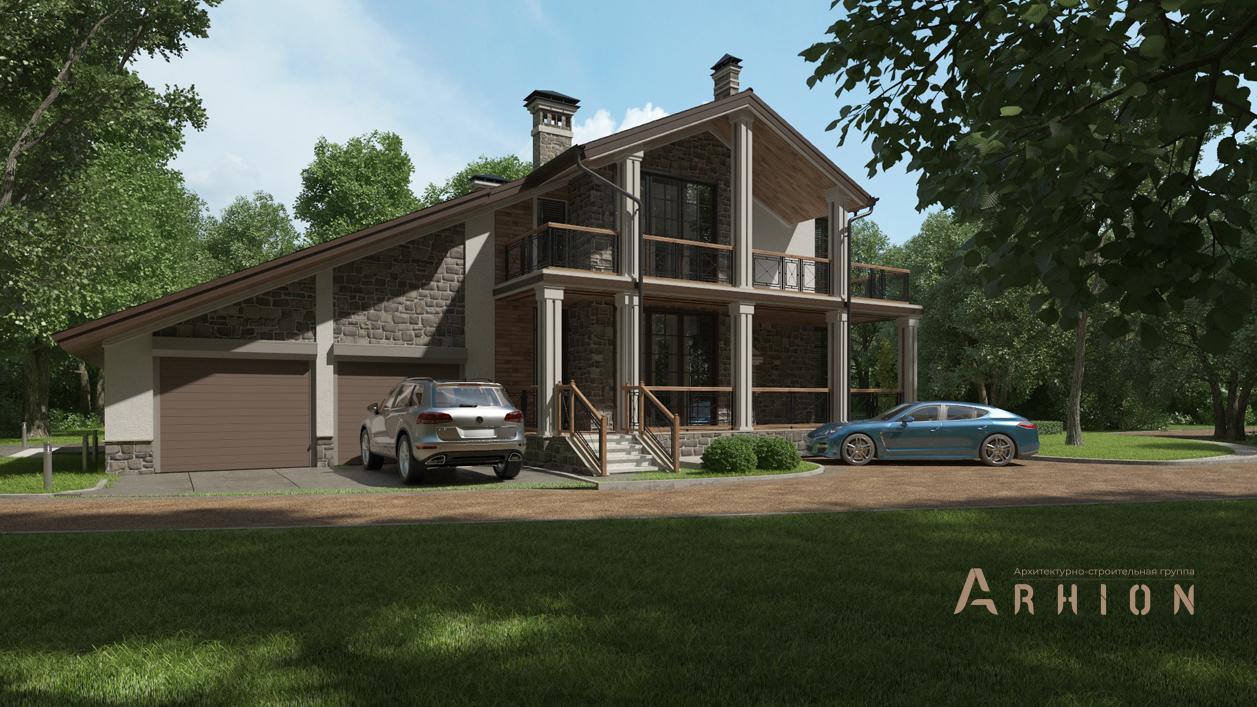 1. Проект одноэтажного дома в современном стиле с плоской кровлей , cp-25-36, площадью - 360 кв c мансардой, гаражом