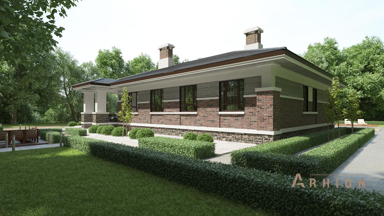 4. Проект одноэтажного дома в современном стиле с четырехскатной, cp-27-00, площадью - 146 кв c терассой, гаражом