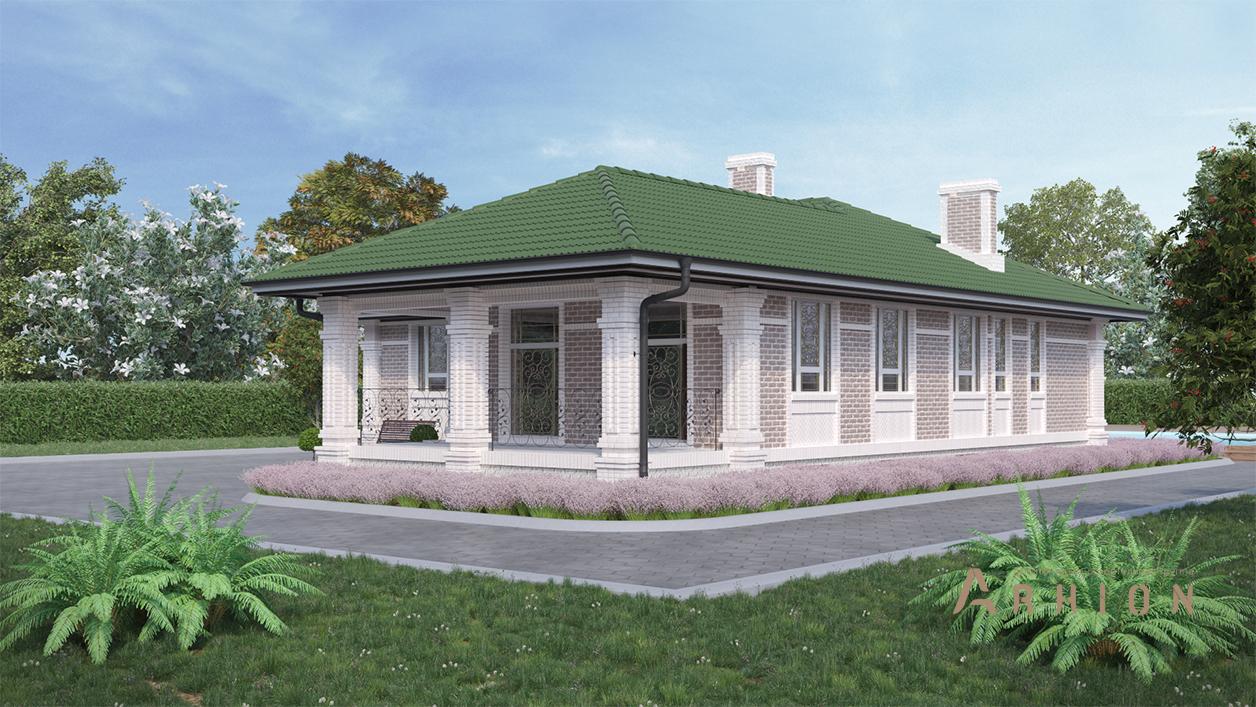 2. Проект одноэтажного дома в современном стиле с плоской кровлей , cp-27-07, площадью - 155 кв c терассой