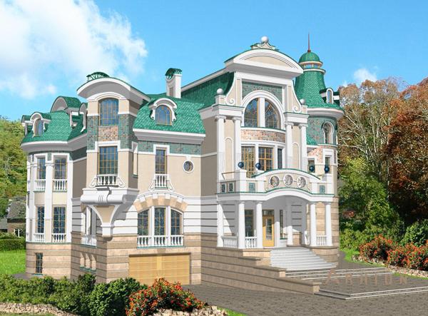 1. Проект двухэтажного дома в современном стиле с плоской кровлей , cp-34-12, площадью - 1254 кв c цокольным этажом, мансардой