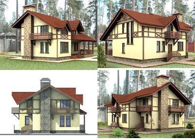 4. Проект одноэтажного дома в современном стиле с плоской кровлей , cp-35-84, площадью - 235 кв c мансардой