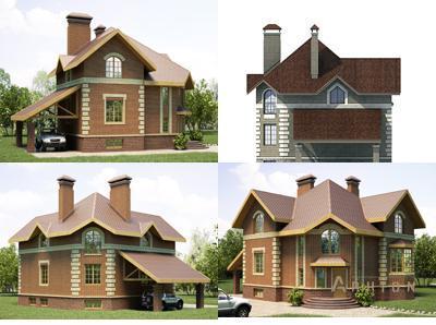 4. Проект одноэтажного дома в классическом стиле с четырехскатной, cp-35-86, площадью - 327 кв c цокольным этажом, мансардой