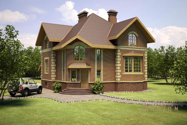 1. Проект одноэтажного дома в классическом стиле с четырехскатной, cp-35-86, площадью - 327 кв c цокольным этажом, мансардой