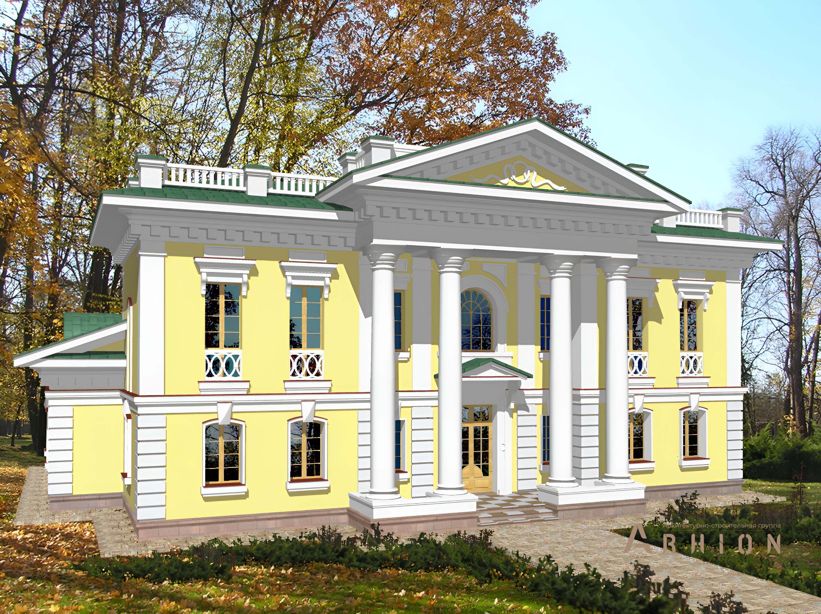 1. Проект двухэтажного дома в классическом стиле с плоской кровлей , cp-36-14, площадью - 439 кв