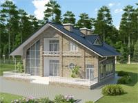 2. Проект одноэтажного дома в стиле шале с двускатной кровлей, cp-46-03, площадью - 267 кв c мансардой