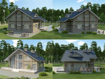 3. Проект одноэтажного дома в стиле шале с двускатной кровлей, cp-46-03, площадью - 267 кв c мансардой