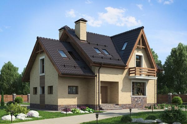 1. Проект одноэтажного дома в современном стиле с плоской кровлей , cp-47-13, площадью - 176 кв c мансардой