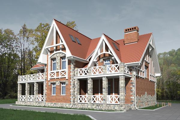 1. Проект одноэтажного дома в европейском стиле с плоской кровлей , cp-47-21, площадью - 355 кв c мансардой