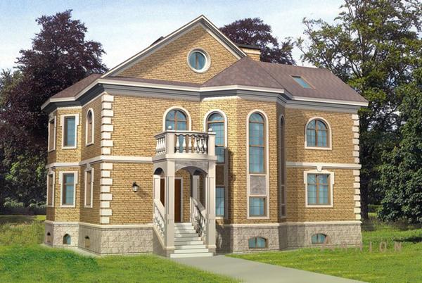 1. Проект двухэтажного дома в современном стиле с плоской кровлей , cp-47-67, площадью - 499 кв c цокольным этажом, мансардой