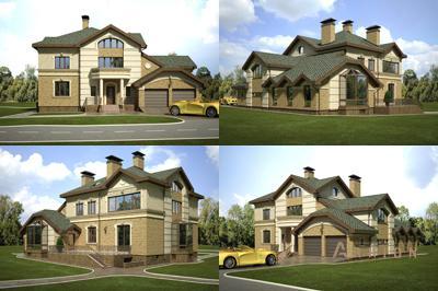 2. Проект двухэтажного дома в современном стиле с плоской кровлей , cp-48-00, площадью - 651 кв c цокольным этажом, мансардой, гаражом