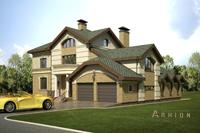 3. Проект двухэтажного дома в современном стиле с плоской кровлей , cp-48-00, площадью - 651 кв c цокольным этажом, мансардой, гаражом