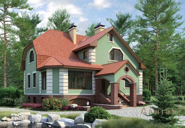 1. Проект одноэтажного дома в современном стиле с плоской кровлей , cp-50-61, площадью - 279 кв c цокольным этажом, мансардой