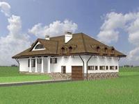 4. Проект одноэтажного дома в современном стиле с четырехскатной, cp-55-41, площадью - 292 кв c мансардой, гаражом