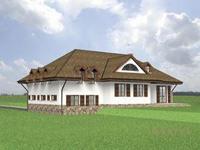 5. Проект одноэтажного дома в современном стиле с четырехскатной, cp-55-41, площадью - 292 кв c мансардой, гаражом