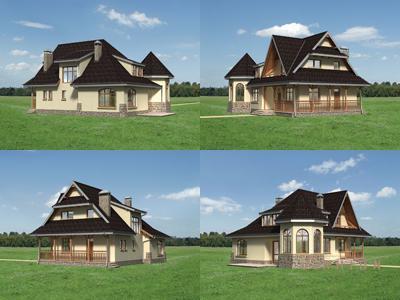 4. Проект одноэтажного дома в современном стиле с плоской кровлей , cp-55-88, площадью - 164 кв c мансардой