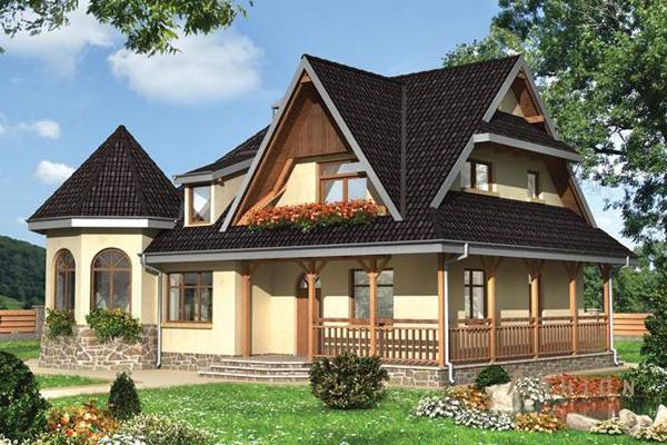 1. Проект одноэтажного дома в современном стиле с плоской кровлей , cp-55-88, площадью - 164 кв c мансардой