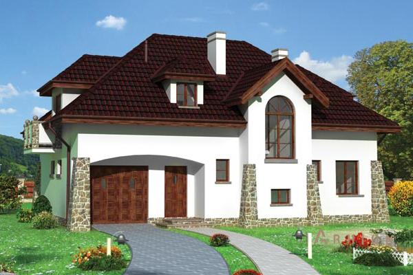 1. Проект одноэтажного дома в скандинавском стиле с многоскатной кровлей, cp-56-04, площадью - 193 кв c мансардой