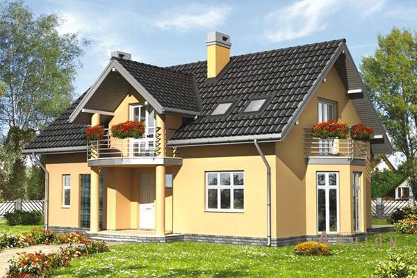 1. Проект одноэтажного дома в скандинавском стиле с многоскатной кровлей, cp-56-72, площадью - 164 кв c мансардой