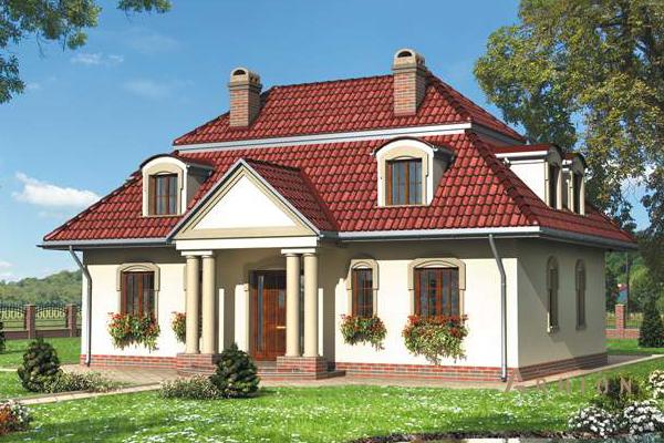 1. Проект одноэтажного дома в европейском стиле с многоскатной кровлей, cp-56-91, площадью - 198 кв c мансардой