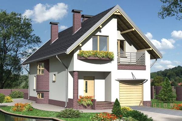 1. Проект одноэтажного дома в канадском стиле с двускатной кровлей, cp-57-52, площадью - 281 кв c цокольным этажом, мансардой