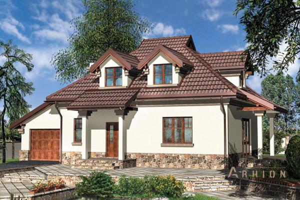 1. Проект одноэтажного дома в скандинавском стиле с многоскатной кровлей, cp-57-54, площадью - 281 кв c мансардой