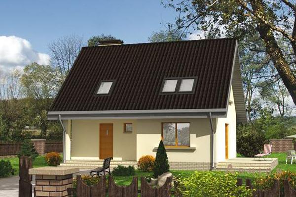 1. Проект одноэтажного дома в финском стиле с двускатной кровлей, cp-57-85, площадью - 152 кв c мансардой