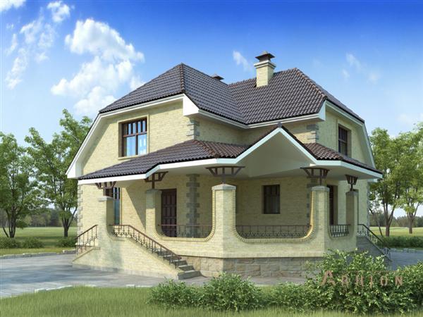 1. Проект одноэтажного дома в современном стиле с двускатной кровлей, cp-58-24, площадью - 187 кв c цокольным этажом, мансардой