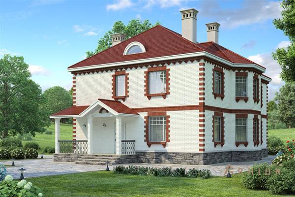 1. Проект двухэтажного дома в современном стиле с плоской кровлей , cp-58-30, площадью - 262 кв c мансардой