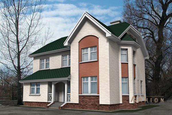 1. Проект двухэтажного дома в современном стиле с многоскатной кровлей, cp-59-44, площадью - 269 кв c мансардой