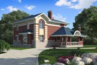 2. Проект двухэтажного дома в современном стиле с плоской кровлей , cp-59-52, площадью - 237 кв