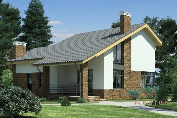 1. Проект двухэтажного дома в современном стиле с двускатной кровлей, cp-59-58, площадью - 206 кв