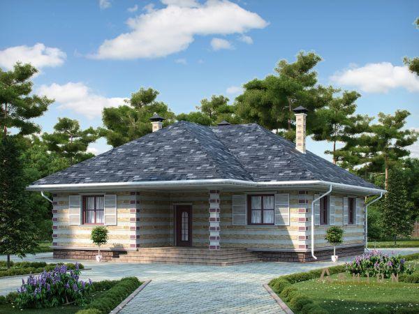 1. Проект одноэтажного дома в современном стиле с плоской кровлей , cp-59-85, площадью - 236 кв c цокольным этажом