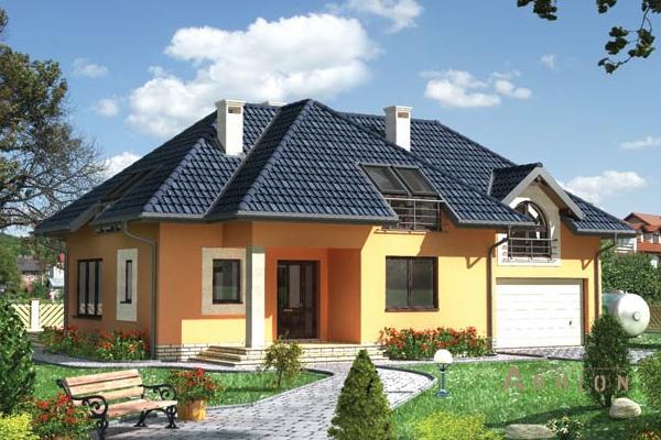 1. Проект одноэтажного дома в европейском стиле с многоскатной кровлей, cp-60-28, площадью - 254 кв c мансардой