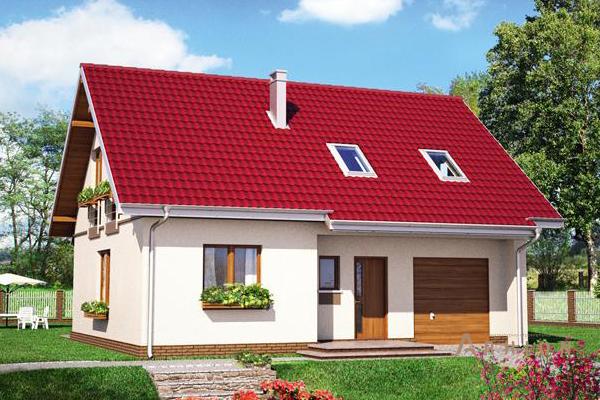 1. Проект одноэтажного дома в канадском стиле с двускатной кровлей, cp-60-37, площадью - 138 кв c мансардой