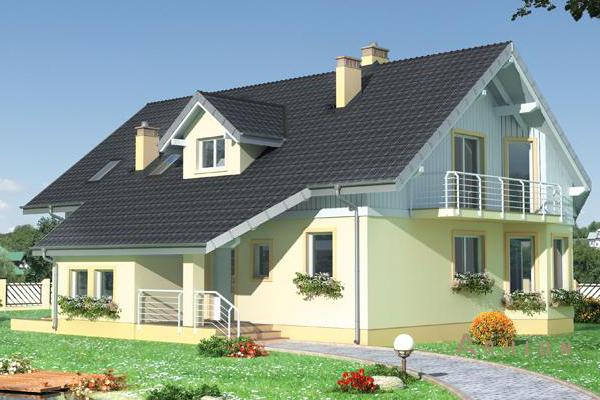 1. Проект одноэтажного дома в скандинавском стиле с многоскатной кровлей, cp-60-43, площадью - 188 кв c мансардой