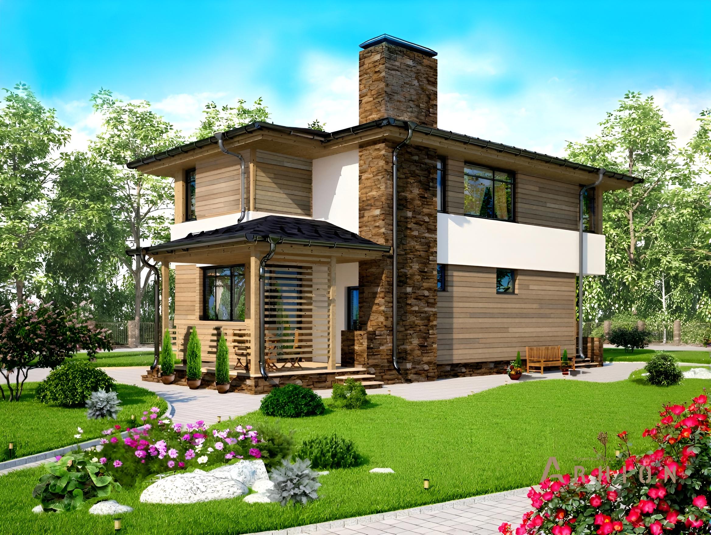 1. Проект двухэтажного дома в стиле лофт с четырехскатной, cp-60-83, площадью - 134 кв