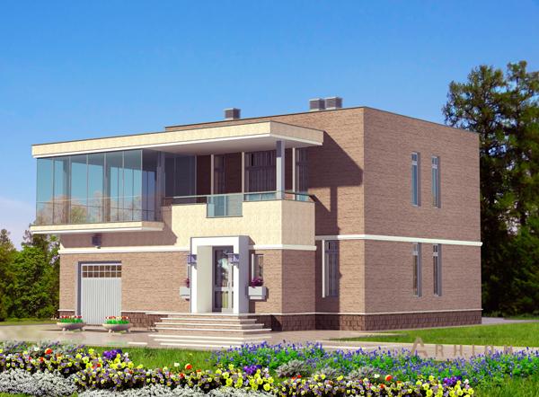 1. Проект одноэтажного дома в европейском стиле с многоскатной кровлей, cp-60-91, площадью - 198 кв c мансардой