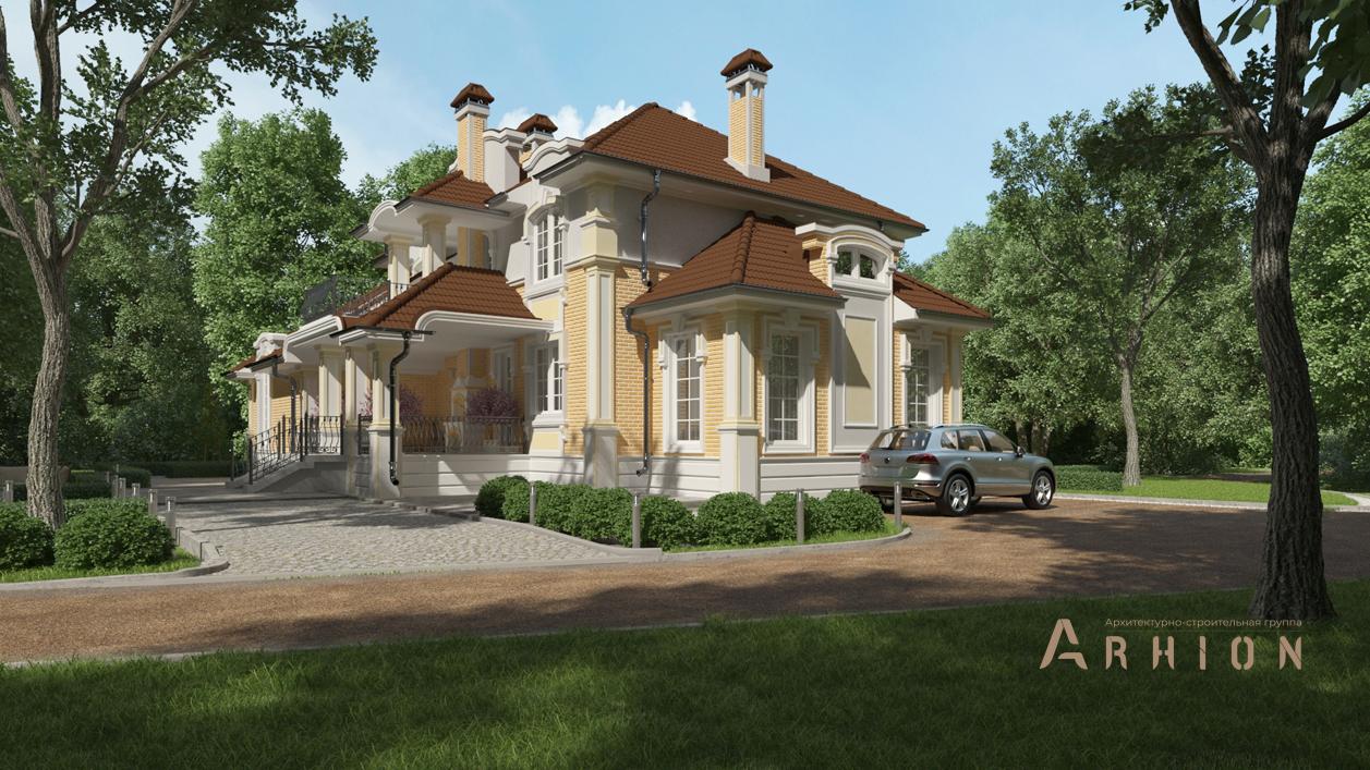 2. Проект двухэтажного дома в классическом стиле с многоскатной кровлей, cp-71-14, площадью - 457 кв c цокольным этажом