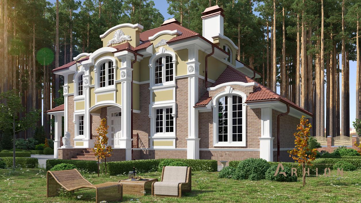 2. Проект двухэтажного дома в современном стиле с плоской кровлей , cp-71-17, площадью - 340 кв c цокольным этажом