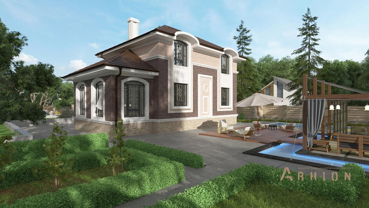 2. Проект двухэтажного дома в современном стиле с плоской кровлей , cp-71-33, площадью - 215 кв c цокольным этажом