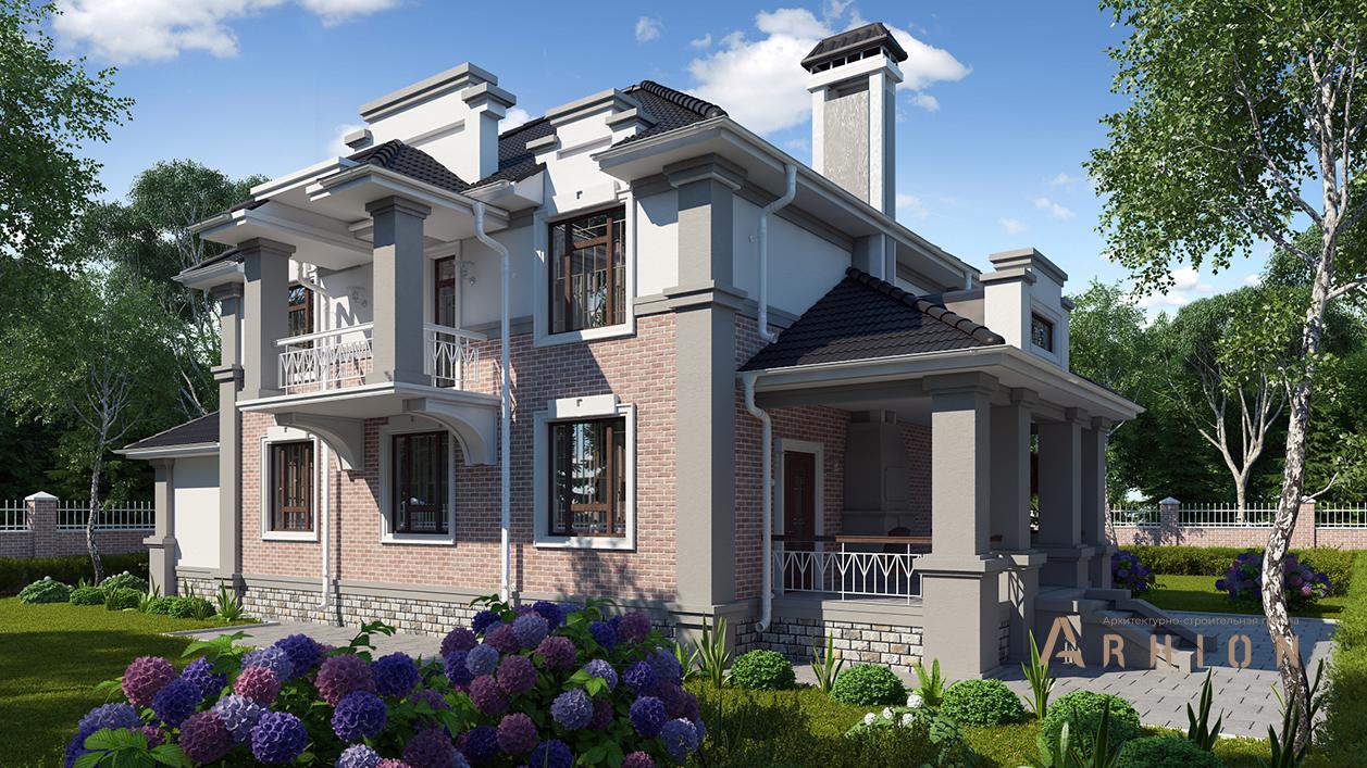 3. Проект двухэтажного дома в современном стиле с плоской кровлей , cp-71-67, площадью - 340 кв c цокольным этажом